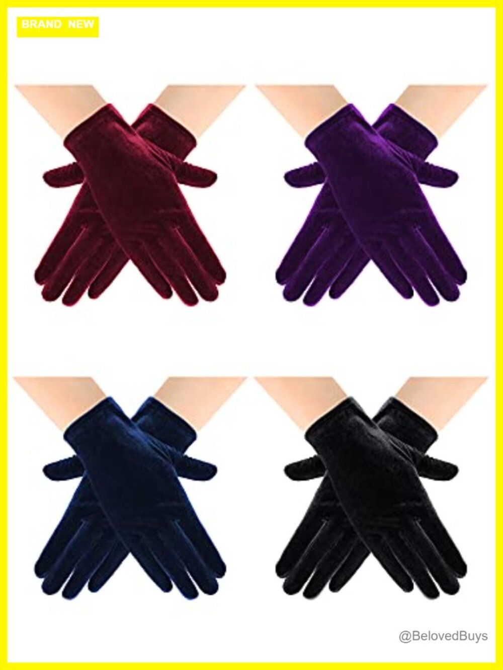 4 Pairs Velvet Short Gloves Satin Wedding Opera Tea Party Flapper Costume